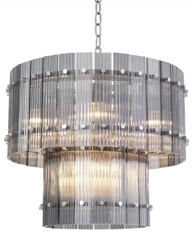 Must-Have Casa Padrino luxury chandelier gray / silver Ø 57 x H. 47 cm - Round Hotel & Restaurant Chandelier - Luxury Quality