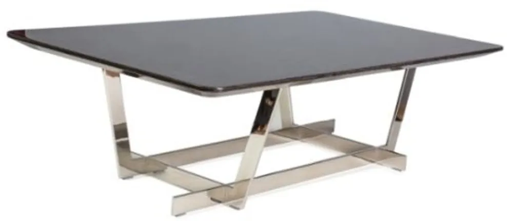 Casa Padrino luxury coffee table black / silver 140 x 80 x H. 40 cm - Living room table with veneer wood table top and chromed stainless steel frame - Living Room Furniture Schnäppchen