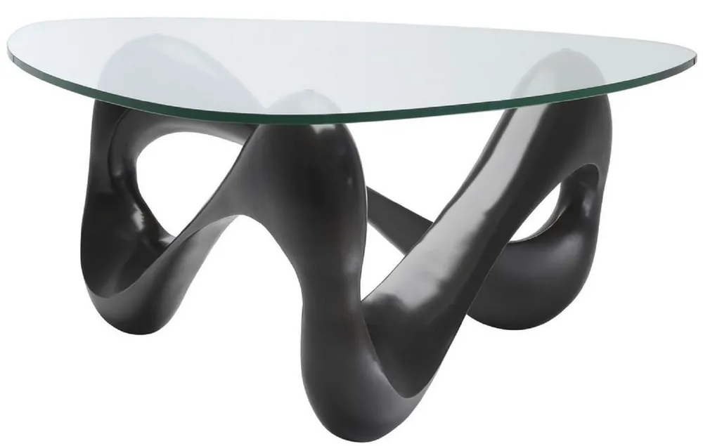 Zertifiziert Casa Padrino designer coffee table bronze 100.5 x 98 x H. 43.5 cm - Living room table with triangular glass top - Luxury Furniture