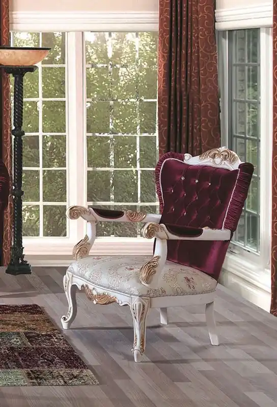 Casa Padrino luxury baroque living room armchair with rhinestones purple / cream / gold 90 x 85 x H. 110 cm - Ornate Baroque Furniture Schneller Versand