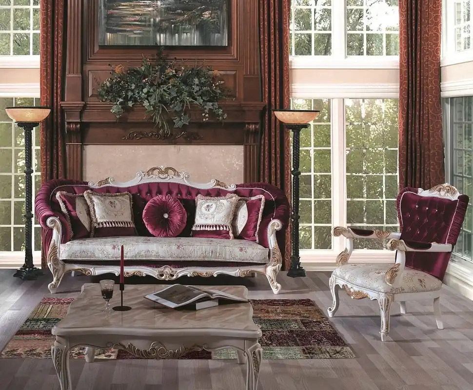 Casa Padrino luxury baroque living room set purple / cream / gold - 2 Sofas & 2 Armchairs & 1 Coffee Table - Ornate Furniture in Baroque Style Schnäppchen