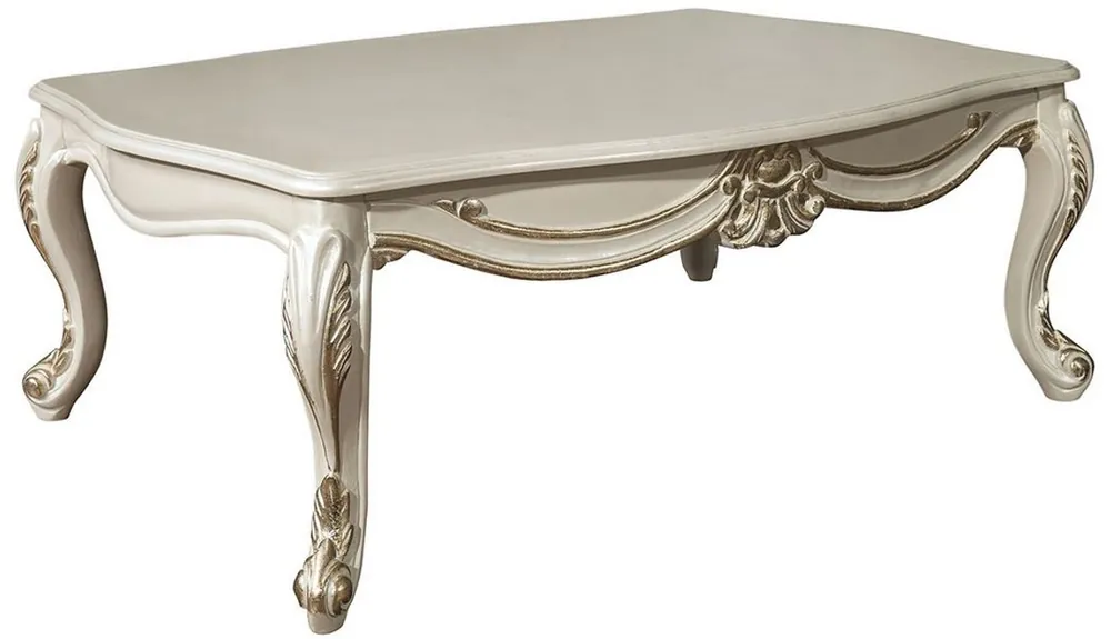 Ausverkauf Casa Padrino luxury baroque coffee table cream / gold 113 x 85 x H. 45 cm - Rectangular solid wood living room table - Baroque Furniture