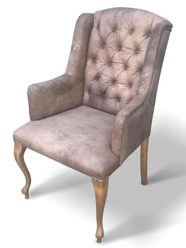 Casa Padrino Chesterfield real leather dining chair with armrests - ALL COLORS - luxury living room armchair furniture buffalo leather Zertifiziert