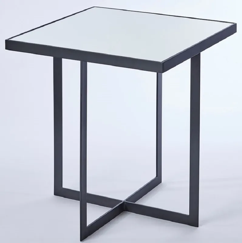Casa Padrino luxury side table black 51 x 51 x H. 55 cm - Metal table with mirror glass table top - Luxury Furniture Letzte Chance