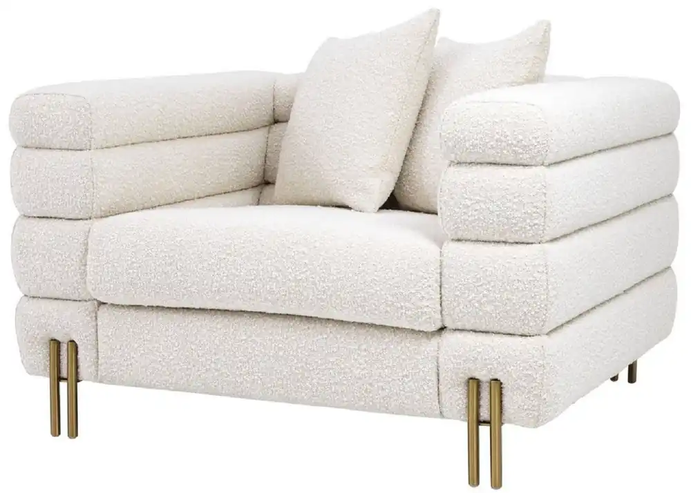 Finale Aktion Casa Padrino luxury art deco armchair cream / brass 109 x 97 x H. 68 cm - Modern living room armchair - Luxury Furniture