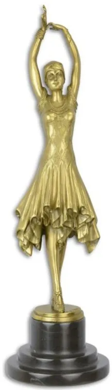 Aktuell Casa Padrino luxury bronze sculpture dancer gold / black 12.9 x 12.9 x H. 44.6 cm - Bronze sculpture with marble base - Decorative Accessories