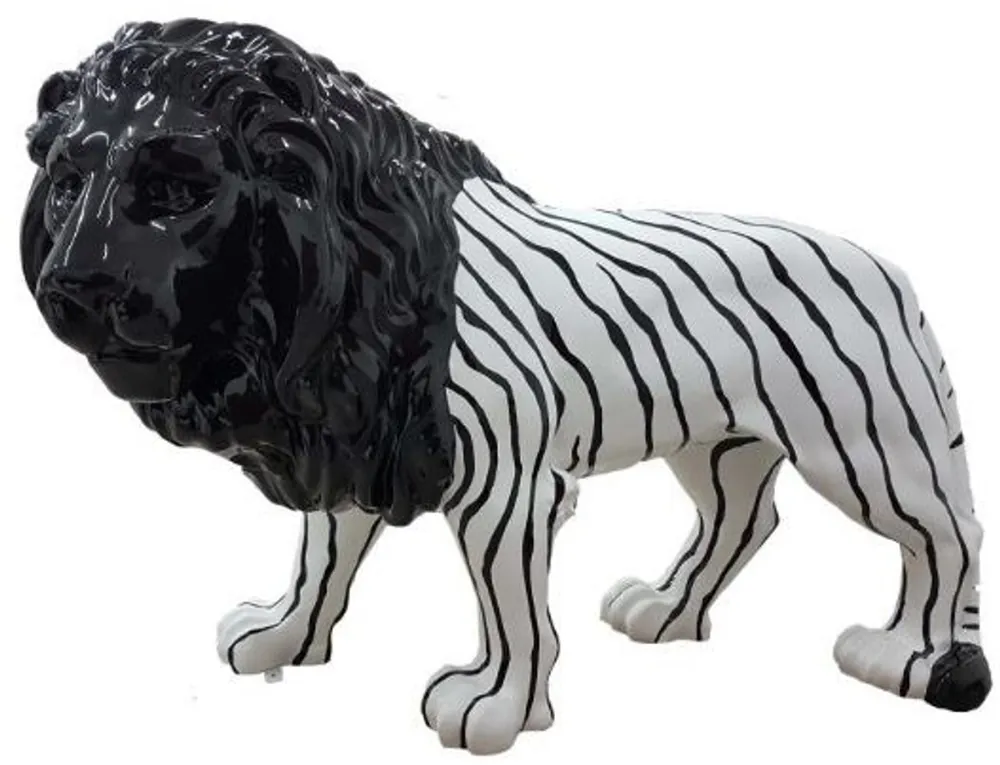 Schneller Versand Casa Padrino designer decoration lion black / white 190 x 61 x H. 140 cm - Huge life size sculpture - Garden Decoration