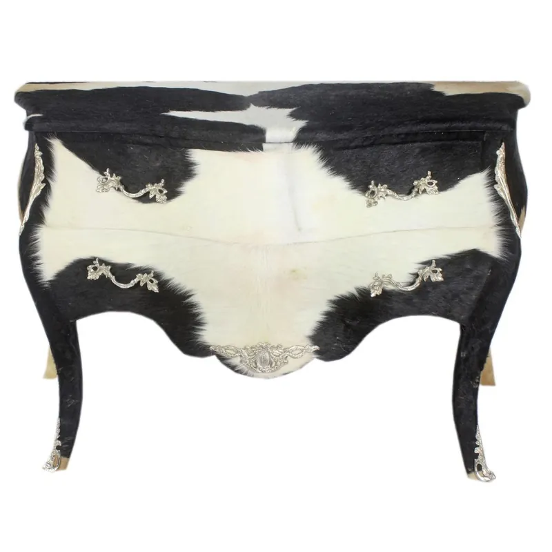 Casa Padrino Baroque cowhide chest of drawers black / white with silver metal applications 120 cm - antique style furniture Expressversand