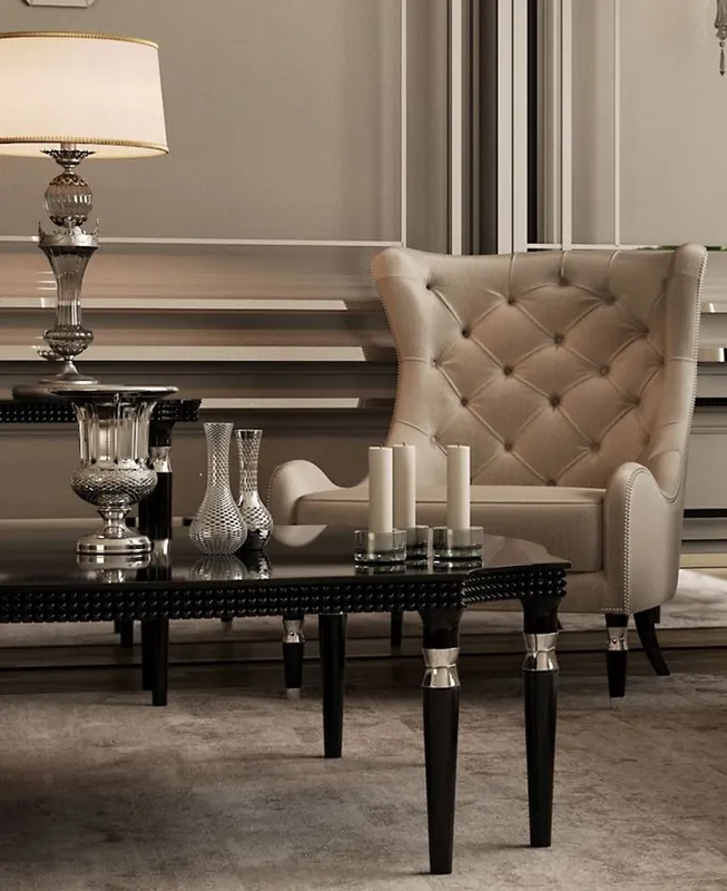 Rabatt Casa Padrino Luxury Art Deco Chesterfield Armchair Gray / Black / Silver 90 x 75 x H. 105 cm - Living Room Armchair - Luxury Quality