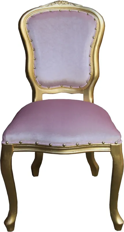 Casa Padrino Baroque luxury dining chair Louis Pink / Gold - Baroque furniture Preiswert