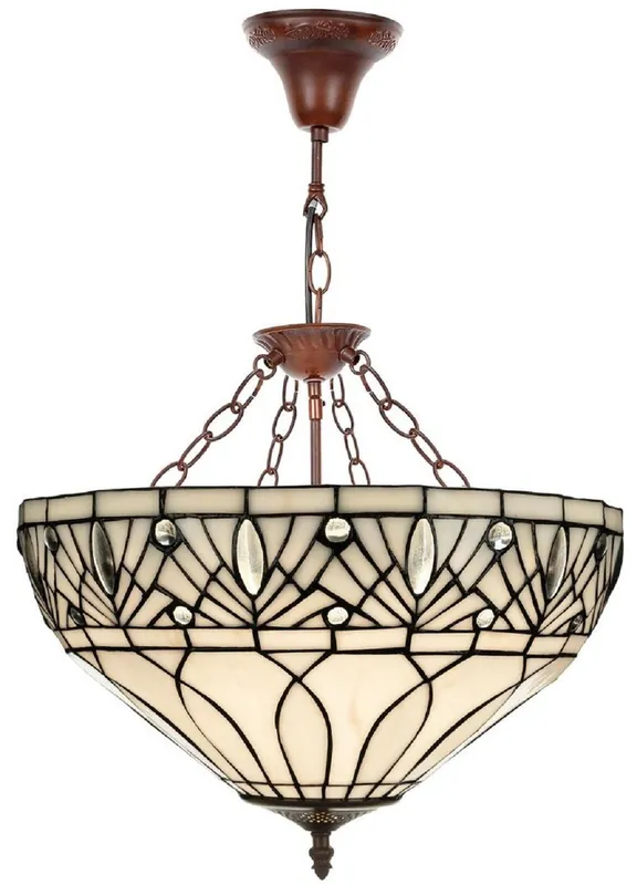 Sale Casa Padrino Luxury Tiffany Pendant Lamp White / Black / Brown Ø 40 x H. 40 cm - Handmade from Numerous Glass Mosaic Pieces