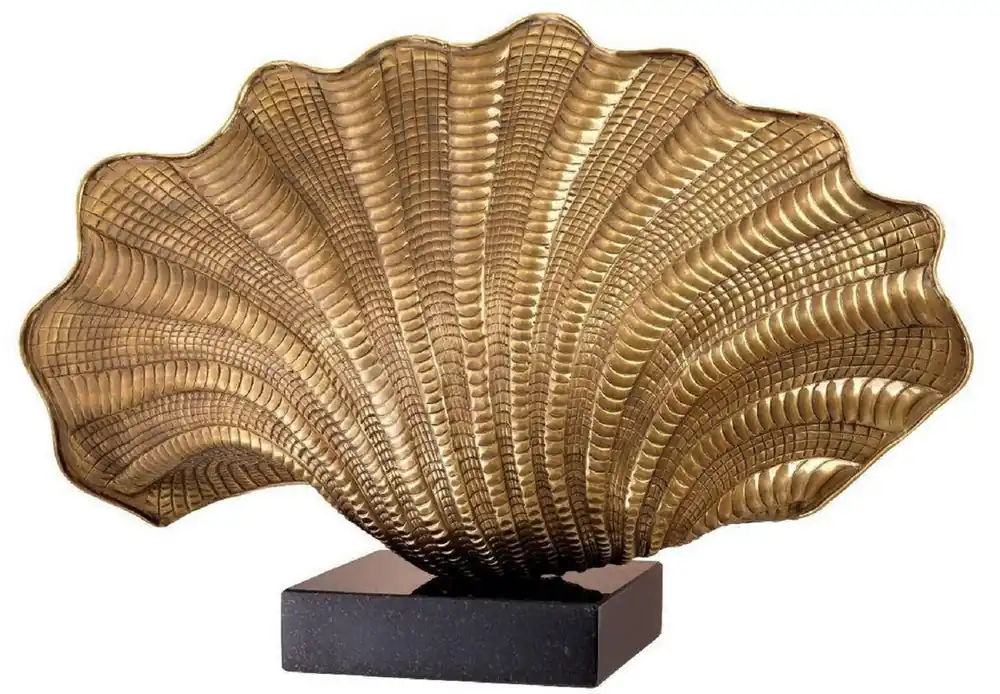 Direkt Vom Hersteller Casa Padrino luxury table lamp in shell shape with granite base vintage brass / black 51 x 16 x H. 33.5 cm - Luxury Quality