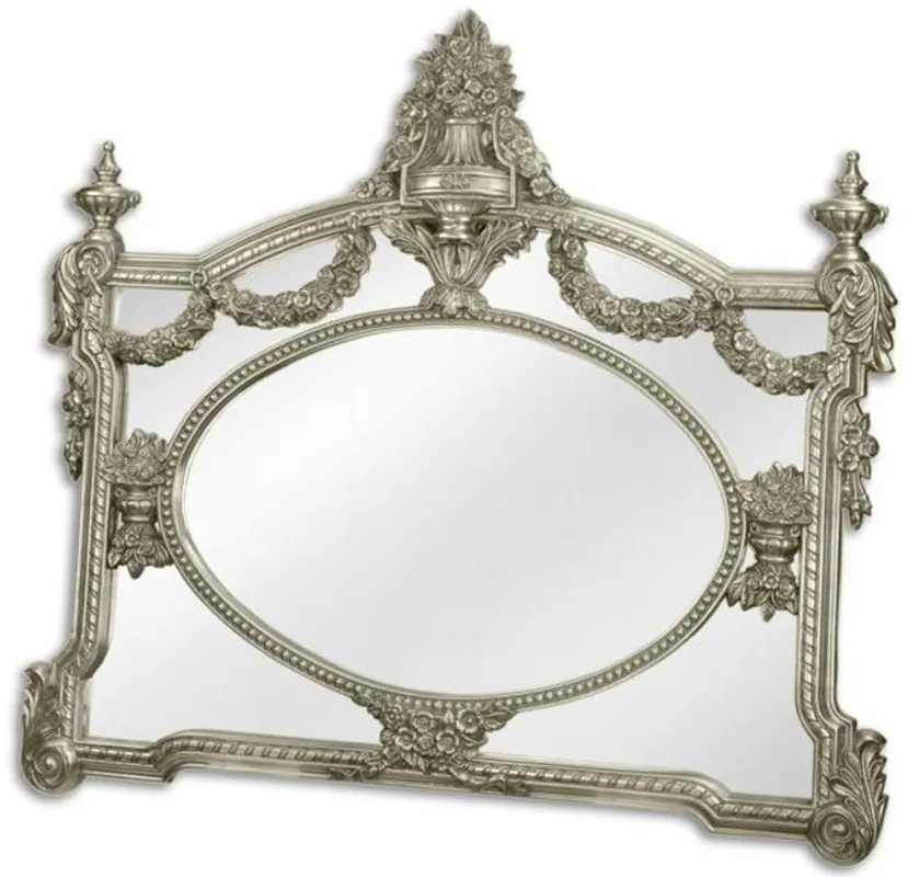 Casa Padrino baroque mirror silver 131 x H. 116.5 cm - Wardrobe mirror - Living room mirror - Magnificent wall mirror in baroque style Angebot