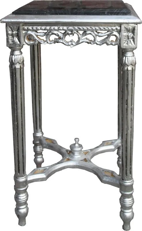 Beliebt Casa Padrino Baroque side table square silver with black marble top 41 x 41 x H 73 cm antique style - flower telephone table