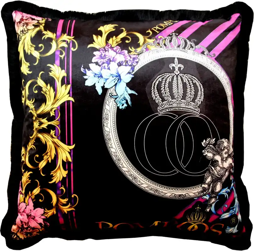 Huge XXL luxury baroque pillow Purple / Black Pompöös by Casa Padrino by Harald Glööckler 80 x 80 cm with sparkling rhinestones Rabatt