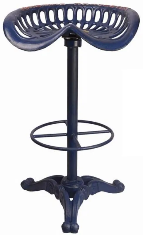 Aktuell Casa Padrino Art Nouveau bar stool blue H. 78.5 cm - Cast iron bar stool in rustic industrial design - Garden & Patio Furniture
