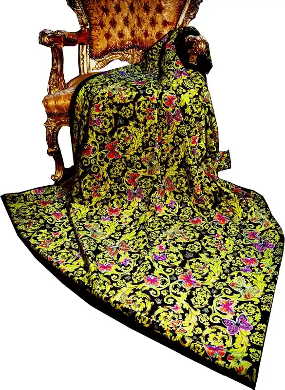 Luxury blanket Pompöös by Casa Padrino Baroque Butterflies & Flowers by Harald Glööckler with rhinestones Jetzt Kaufen
