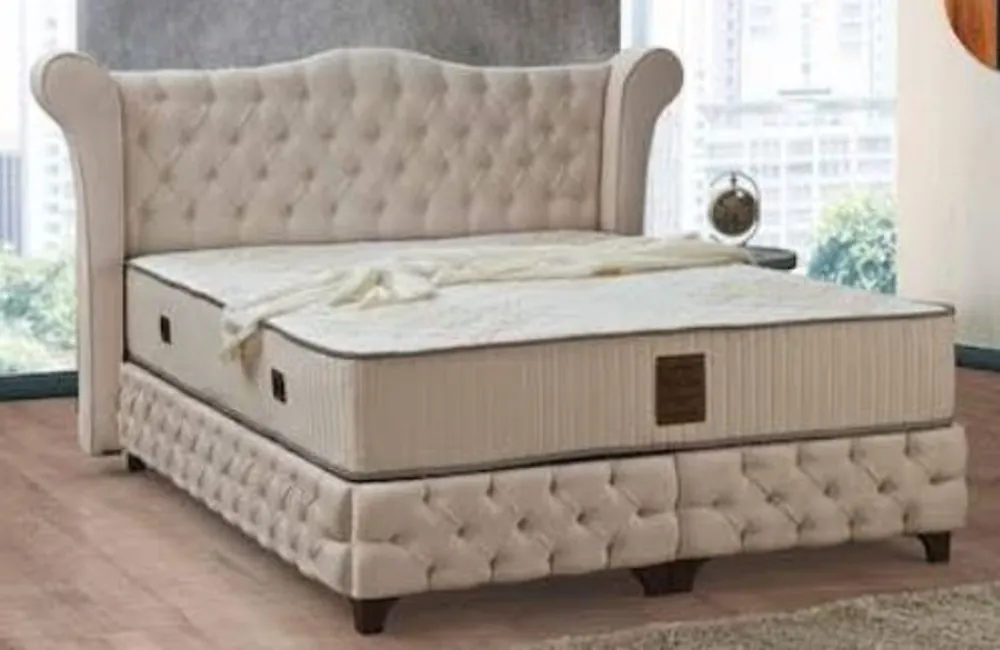 Casa Padrino baroque double bed beige / black - Noble velvet bed with mattress - Bedroom furniture in baroque style Günstig