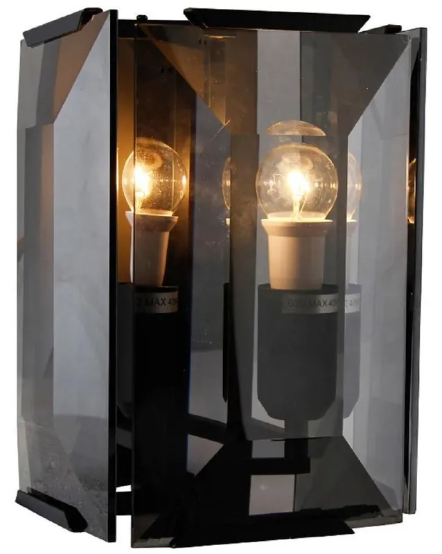 Letzte Chance Casa Padrino luxury wall lamp black / gray 19 x 19 x H. 27 cm - Elegant wall lamp with tinted glass - Luxury Quality