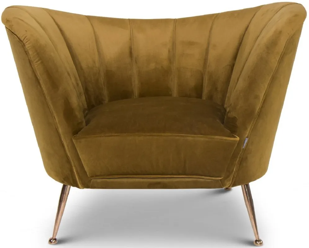 Casa Padrino luxury velvet armchair ocher / copper 77 x 78 x H. 102 cm - Art Deco living room armchair - Luxury Furniture Meistverkauft