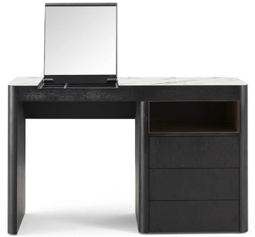 Casa Padrino luxury make up table with 3 drawers and fold-out mirror black / white 120 x 50 x H. 76 cm - Luxury bathroom furniture - Hotel Furniture Kracherpreis