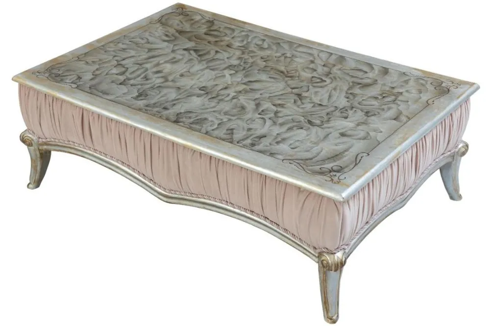 Direkt Vom Hersteller Casa Padrino luxury baroque coffee table pink / silver / black / gold 80 x 50 x H. 50 cm - Elegant living room table in baroque style - Baroque Furniture
