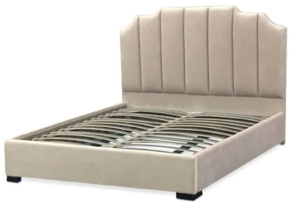 Billig Casa Padrino luxury velvet double bed ivory / black 193 x 212 x H. 140 cm - Solid wood bed with elegant headboard - Bedroom Furniture