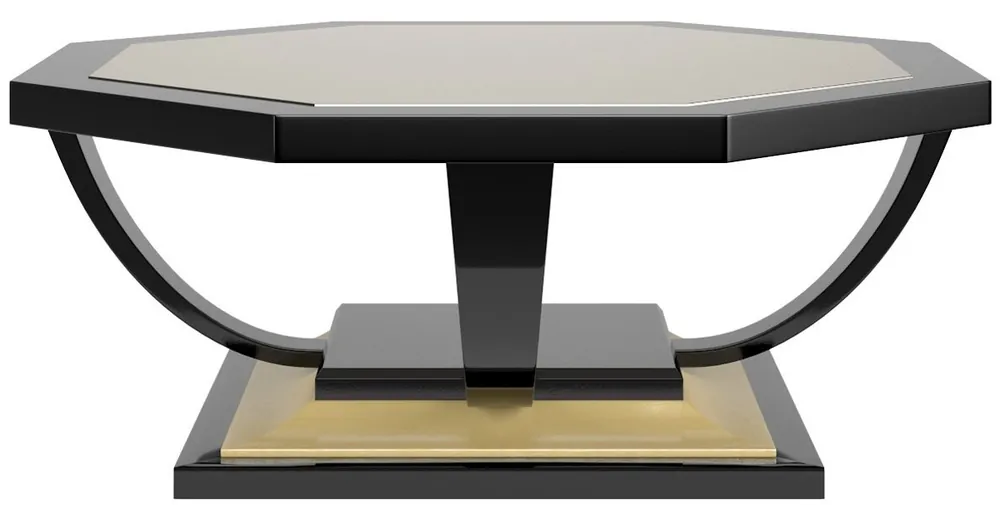 Neue Kollektion Casa Padrino luxury baroque coffee table black / gold 130 x 130 x H. 45 cm - Elegant octagonal living room table in baroque style - Baroque Furniture