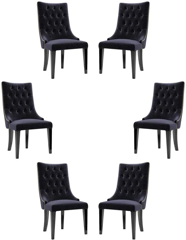 Neue Kollektion Casa Padrino luxury baroque dining chair set purple / black / gold 54 x 55 x H. 110 cm - Noble kitchen chairs with velvet fabric - Baroque chairs set of 6 - Dining Room Furniture
