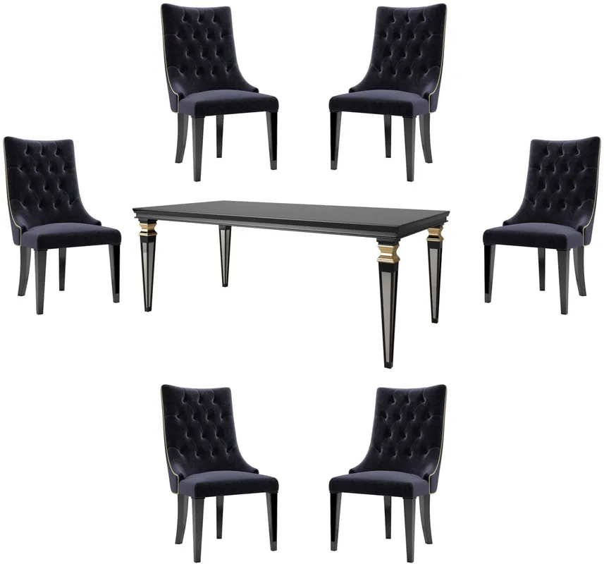 Casa Padrino Luxury Baroque Dining Set Purple / Black / Gold - 1 Dining Table & 6 Dining Chairs - Baroque Style Dining Furniture - Luxury Quality - Noble & Splendid Nur Heute