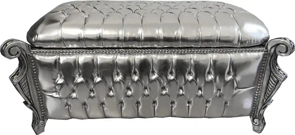 Jetzt Bestellen Casa Padrino baroque bench (chest) silver leather look / silver - antique chest chest bench - furniture baroque