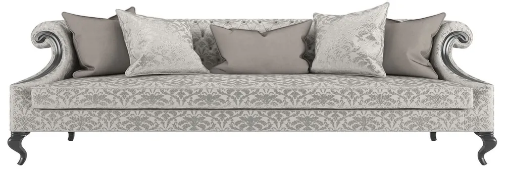 Jetzt Kaufen Casa Padrino luxury baroque living room sofa with elegant pattern silver / gray / black 260 x 100 x H. 82 cm - Living room furniture in baroque style - Noble & Magnificent