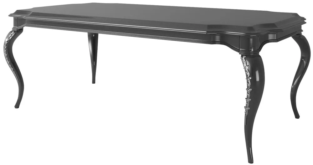 Casa Padrino luxury baroque dining table black / silver 220 x 115 x H. 78 cm - Noble dining room table in baroque style - Baroque dining room furniture Highlight