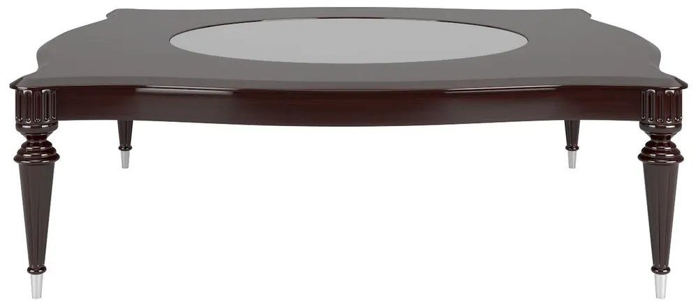 Casa Padrino luxury baroque coffee table with glass top dark brown high gloss / silver 110 x 110 x H. 45 cm - Noble living room table in baroque style - Baroque living room furniture Solange Der Vorrat Reicht