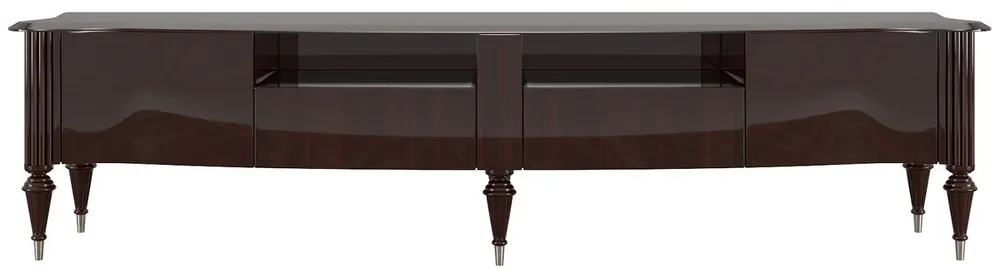 Beliebt Casa Padrino luxury baroque TV cabinet dark brown high gloss / silver 225 x 55 x H. 65 cm - TV cabinet with 2 doors and 2 drawers - Noble baroque living room furniture
