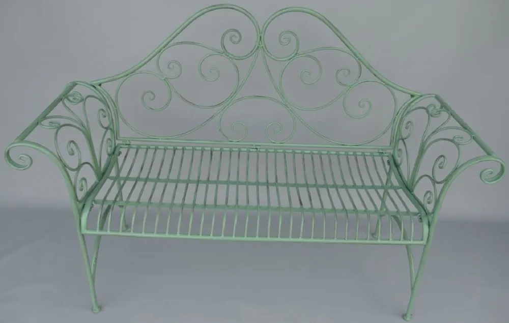 Nur Heute Casa Padrino Art Nouveau Garden Bench Rustic Green 137 x 49 x H. 96 cm - Nostalgic Bench - Garden & Patio Furniture