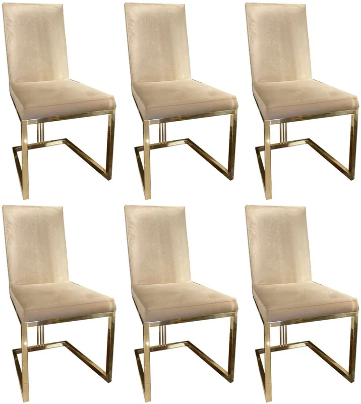 Bestpreis Casa Padrino luxury dining chair set cream / gold 50 x 60 x H. 100 cm - Noble kitchen chairs set of 6 - Luxury dining room furniture