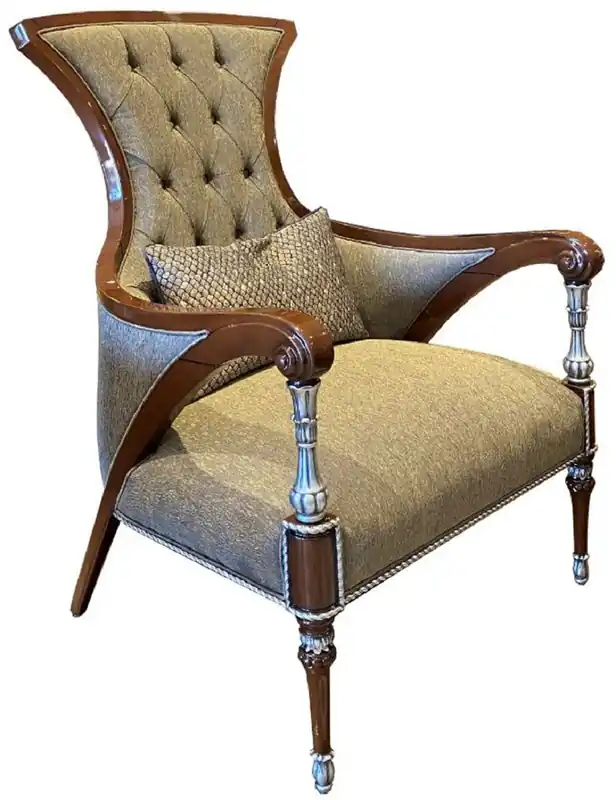 Preisknaller Casa Padrino luxury baroque living room armchair gray / brown / silver 77 x 87 x H. 108 cm - Noble living room furniture in baroque style