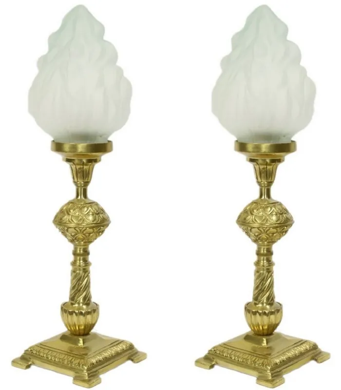 Zertifiziert Casa Padrino baroque table lamps set gold / white 14 x 14 x H. 48 cm - Elegant lamps in baroque style - Baroque decorative lights