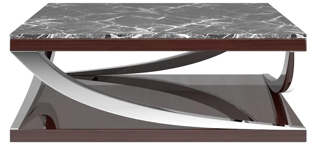 Top-Preis Casa Padrino luxury coffee table black / dark brown / silver 120 x 120 x H. 43 cm - Noble living room table with marble top - Luxury Living Room Furniture