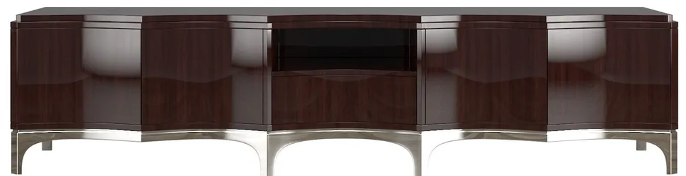 Casa Padrino luxury TV cabinet dark brown / silver 250 x 45 x H. 58 cm - Noble TV cabinet with 4 doors and drawer - Luxury living room furniture Beliebt