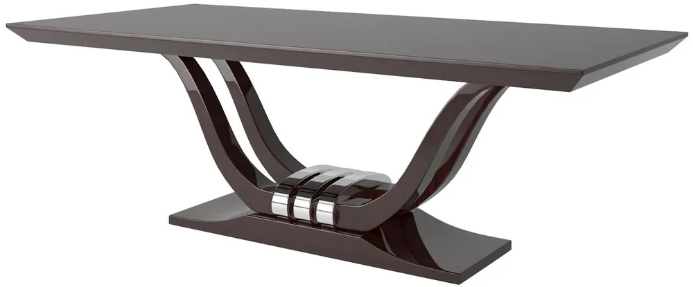Casa Padrino luxury dining table dark brown / silver 220 x 110 x H. 77 cm - Noble dining room table - Solid wood kitchen table - Luxury dining room furniture Jetzt Bestellen