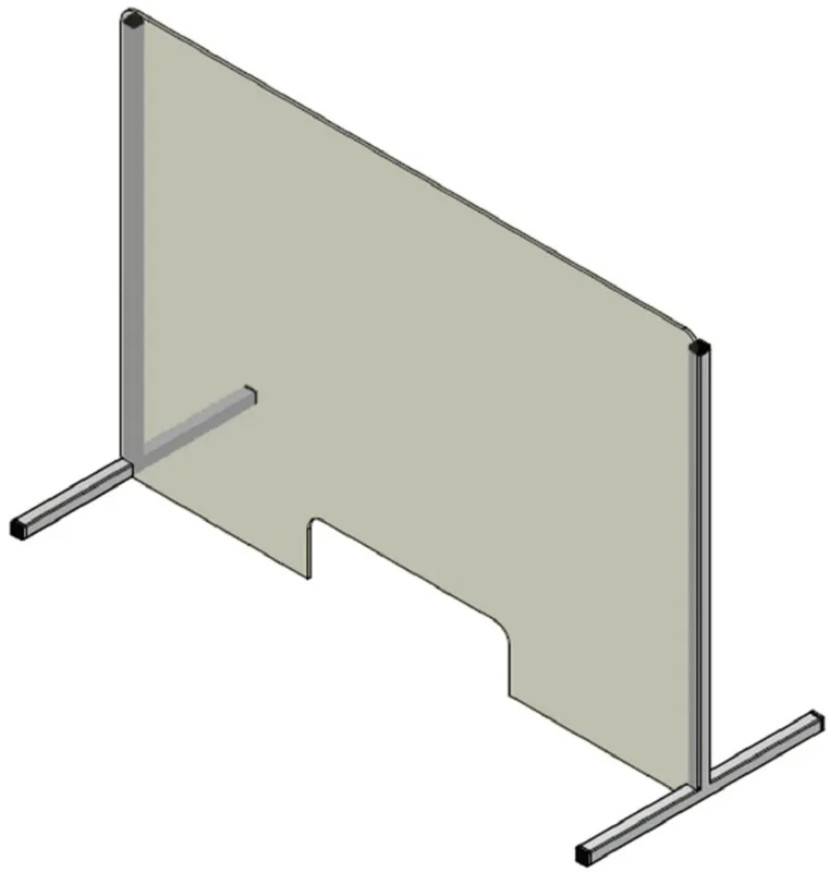 Casa Padrino plastic Covid-19 partition with hatch and stainless steel frame transparent / silver 120 x H. 80 cm - Desk Reception Counters Spit Protection Corona Safety Washer Neuheit