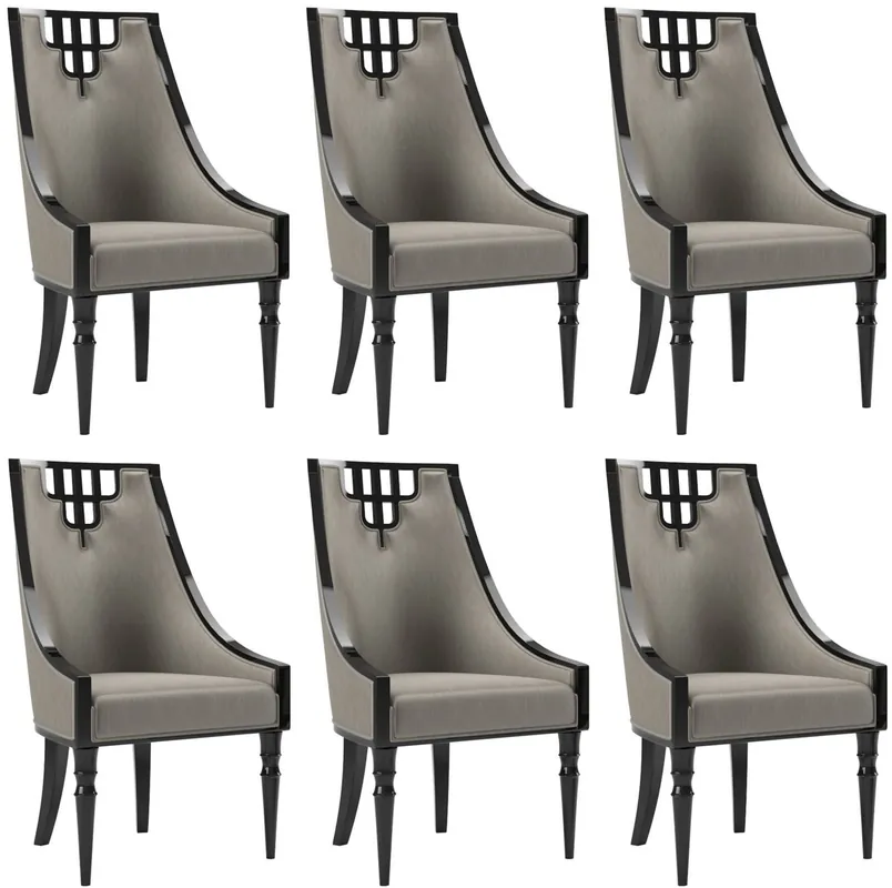 Meistverkauft Casa Padrino luxury Art Deco dining chair set gray / black 55 x 55 x H. 105 cm - Noble kitchen chairs set of 6 - Art Deco Dining Room Furniture