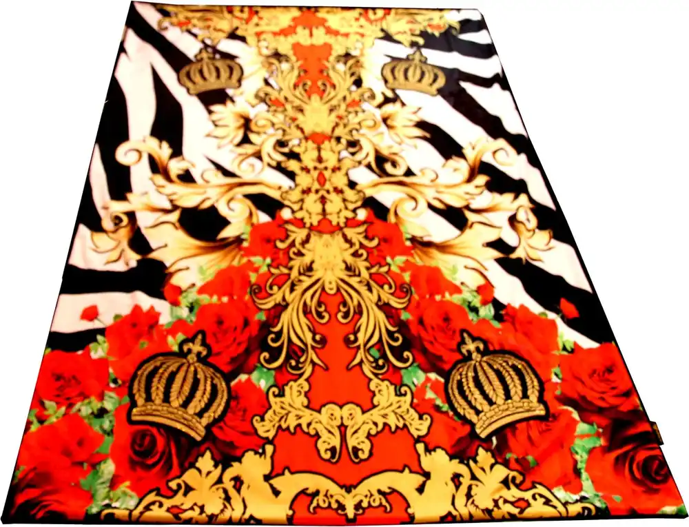 Luxury blanket Pompöös by Casa Padrino Baroque Crowns & Roses by Harald Glööckler with rhinestones Heißes Angebot