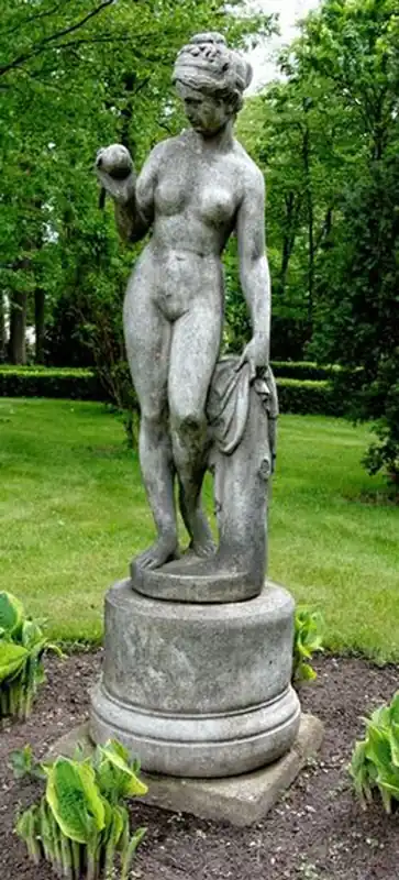 Casa Padrino Art Nouveau sculpture Venus with apple antique style gray 38 x H 118 cm antique style gray - Baroque garden decoration - heavy and solid Jetzt Bestellen