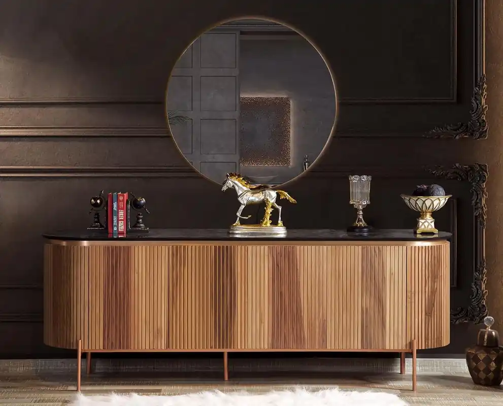 Casa Padrino luxury sideboard brown / black / copper 208 x 60 x H. 80 cm - Noble cabinet with 4 doors - Luxury Furniture Knallerangebot