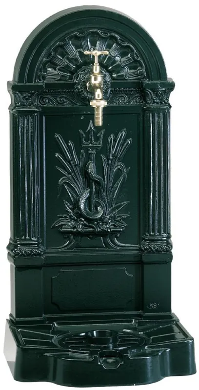 Jetzt Kaufen Casa Padrino Art Nouveau wall fountain green 33 x 30 x H. 75 cm - Nostalgic garden decoration fountain with faucet - Garden Accessories