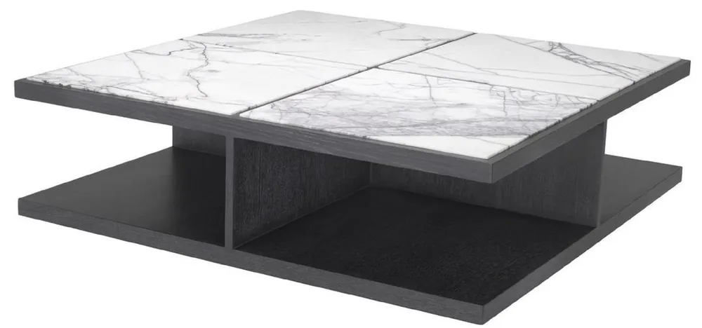 Casa Padrino luxury coffee table white / purple / anthracite gray 120 x 120 x H. 35 cm - Modern solid wood living room table with marble tops - Luxury Quality Bestseller