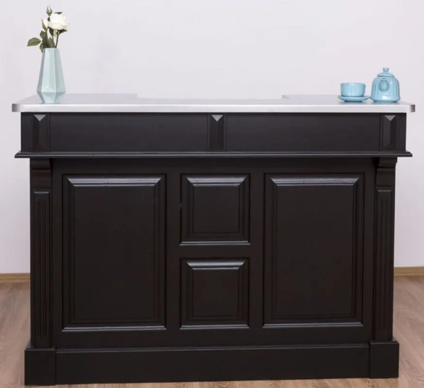 Casa Padrino country style counter black / silver 150 x 65 x H. 107 cm - Solid wood counter table with galvanized table top - Bar furniture in country style Rabatt